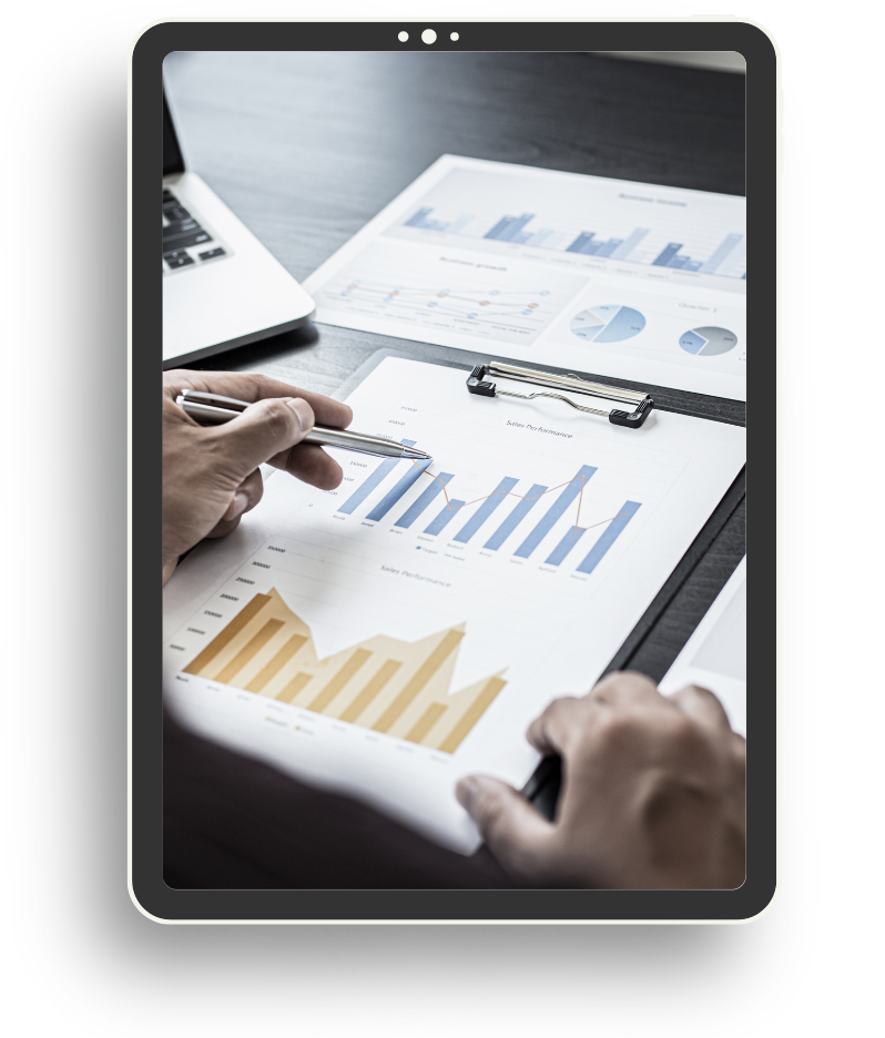 Conversion Analyse Tablet zeigt Statistiken Conversion Analyse Tablet zeigt Statistiken